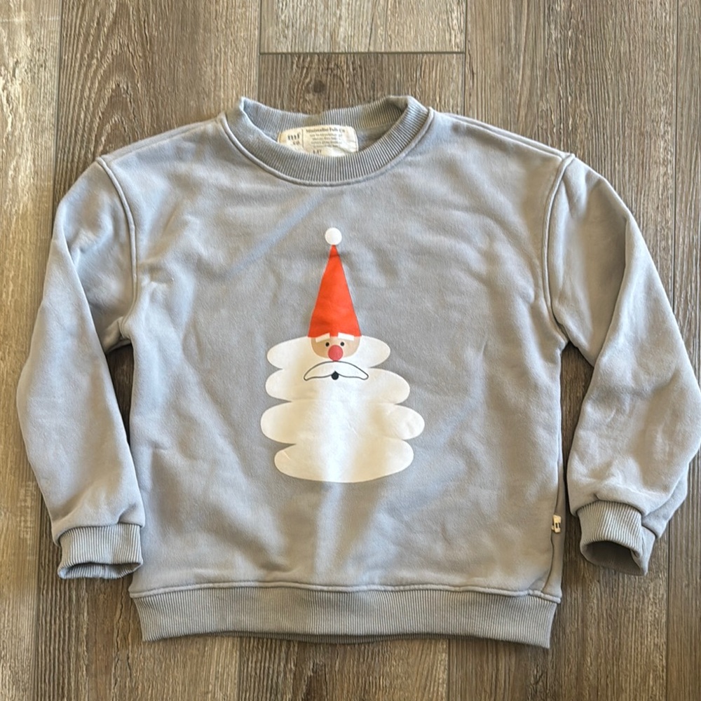 Kids Light Gray Santa Sweatshirt